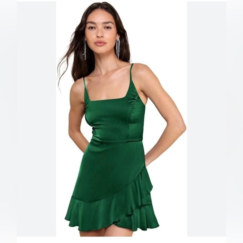 Wild fable green satin wrap dress